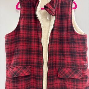 Maurices Red Plaid Vest